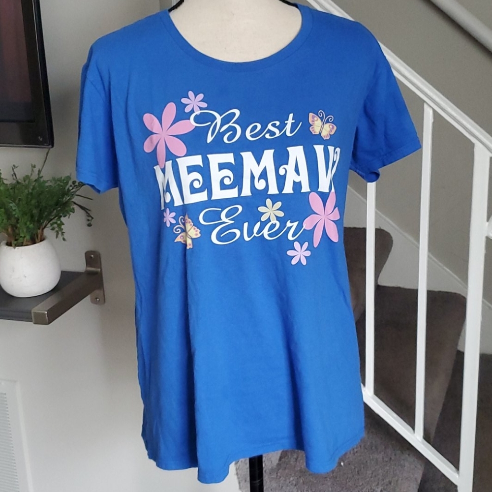 "Best Meemaw Ever" Floral and Butterfly Print Tee